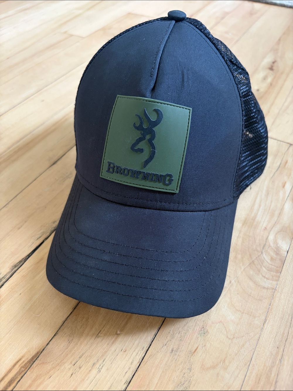 Browning Black Cap with Olive Logo Patch